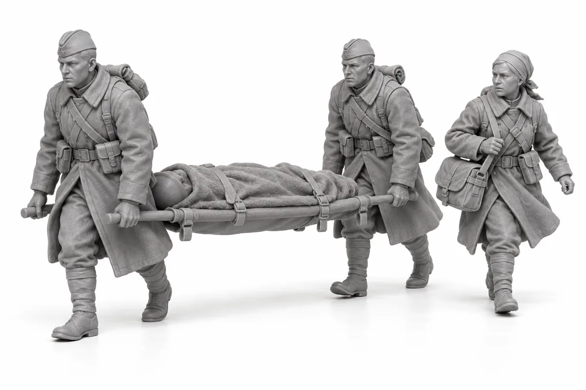 Médecins et brancardiers — visuel de référence